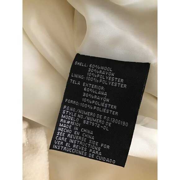 STATIC - WOMENS OFF-WHITE BUTTON-DOWN WOOL JACKET WITH BELT SIZE X-LARGE - Picture 7 of 7